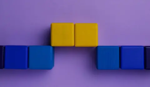 Bridge made of colorful blocks