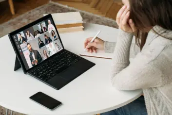 Virtual classroom on a laptop screen