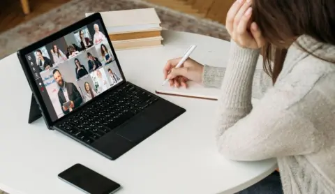 Virtual classroom on a laptop screen