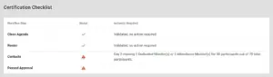 Calculo's certification checklist screenshot
