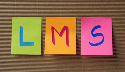 Learning Management System (LMS) spelled out on post-it notes