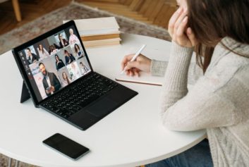 Virtual classroom on a laptop screen