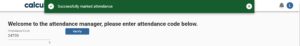 Calculo valid attendance code screenshot